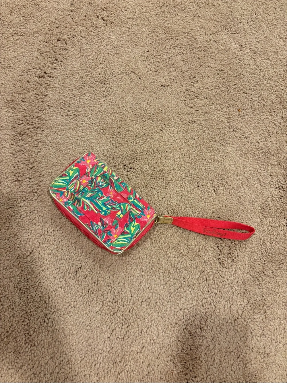 Lilly Pulitzer Coral Floral Wristlet
